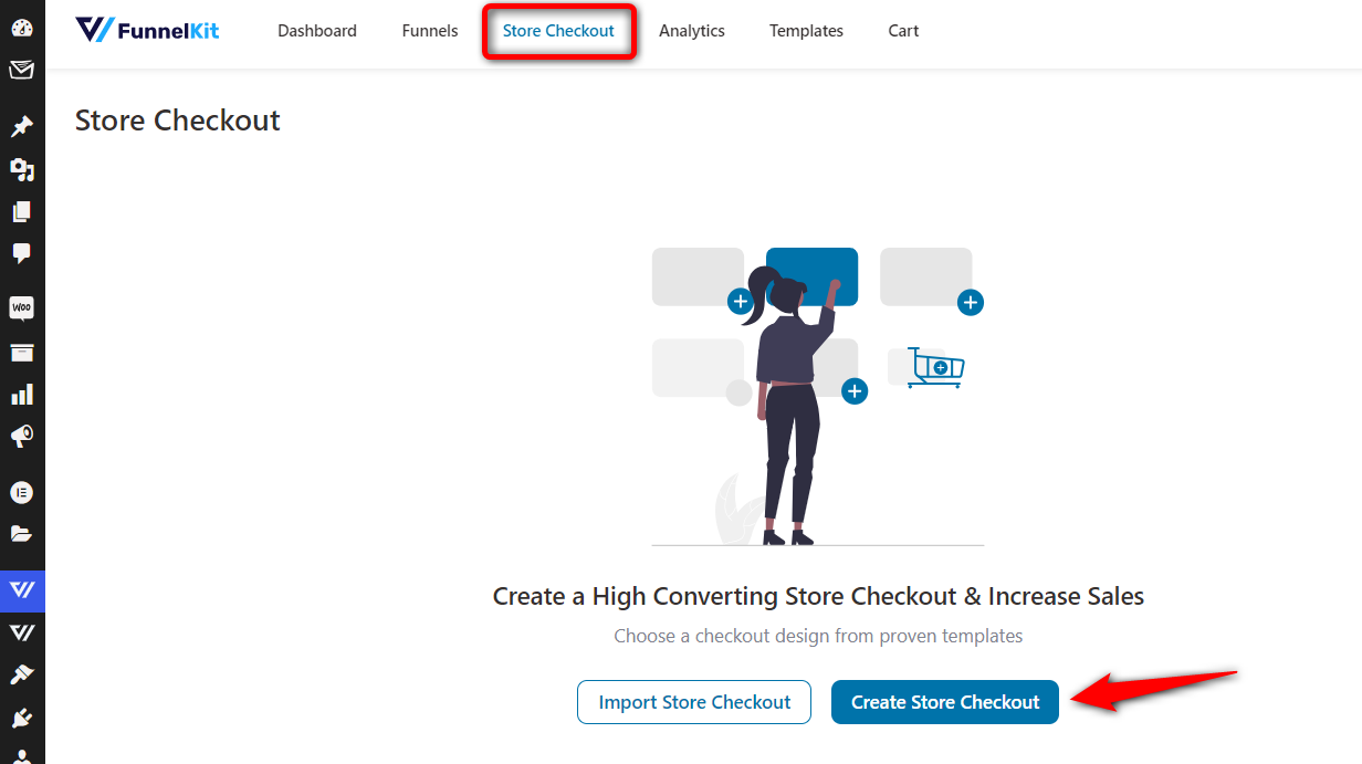 navigate to store checkout and click on create store checkout
