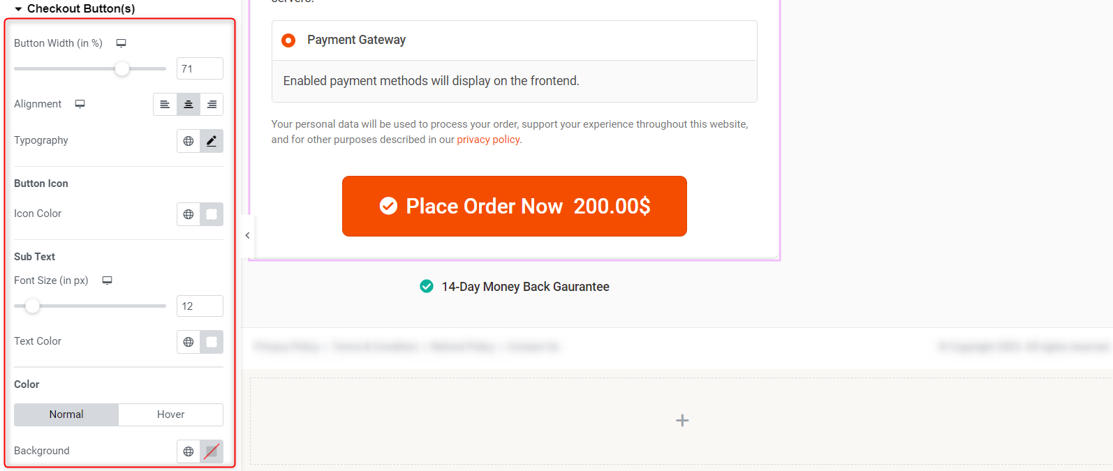 WooCommerce order now button