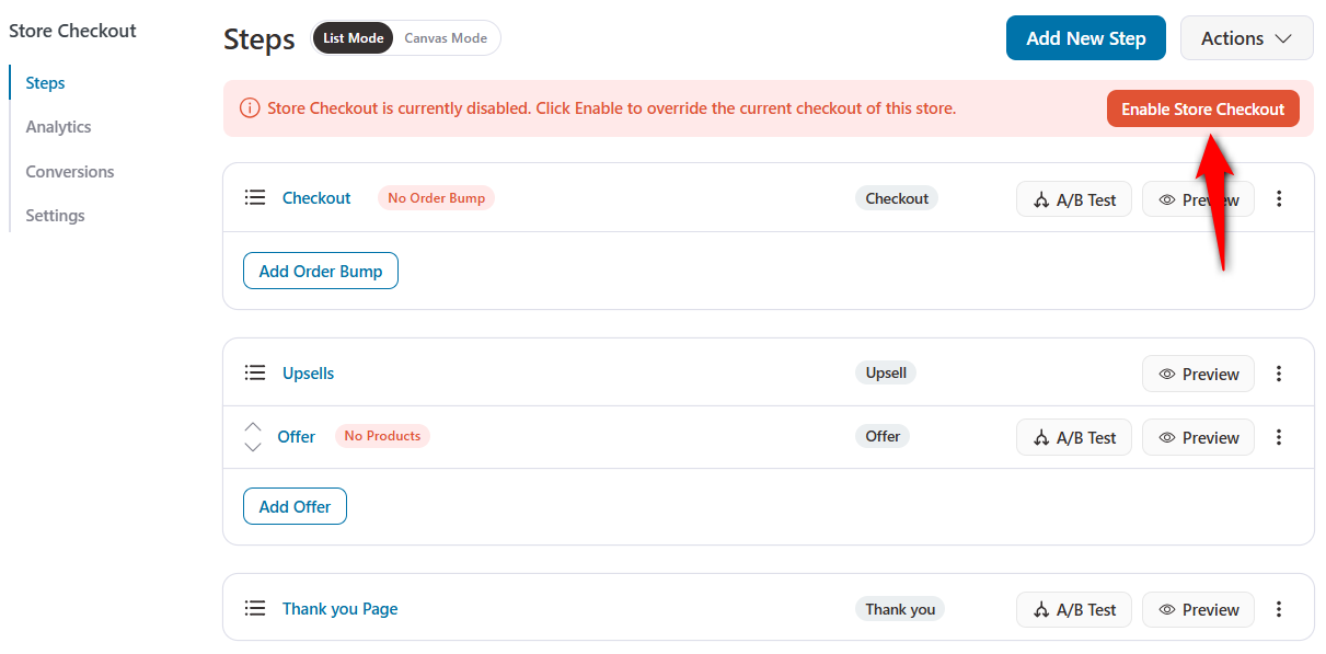 enable store checkout