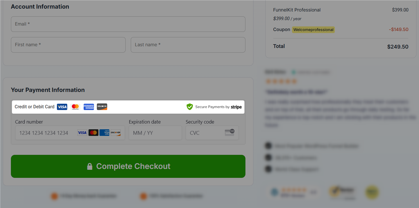 Payment trust badges on the woocommerce checkout page