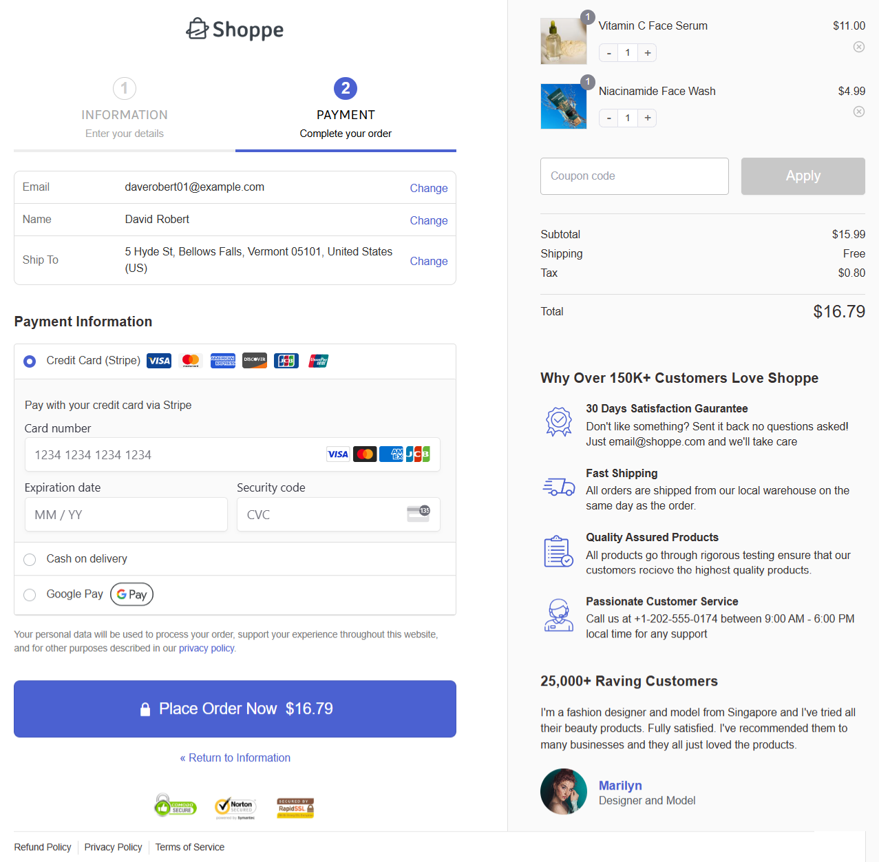 preview the trust badges on the woocommerce checkout page