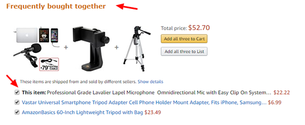 Upselling Technique #4: Amazon upsells frequently bought together items