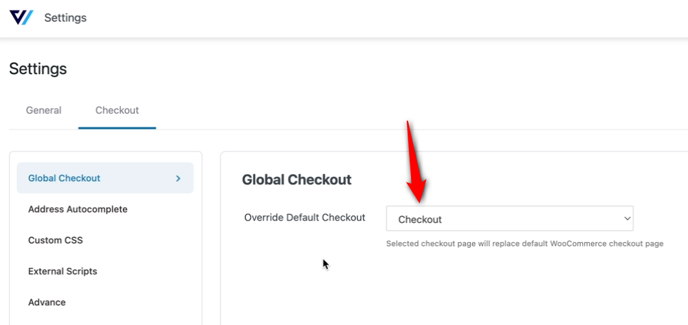 override default checkout