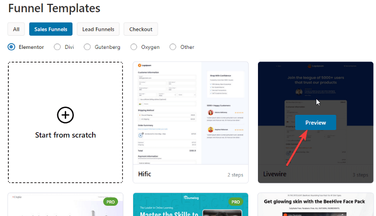 click on preview livewire woocommerce subscroption funnel