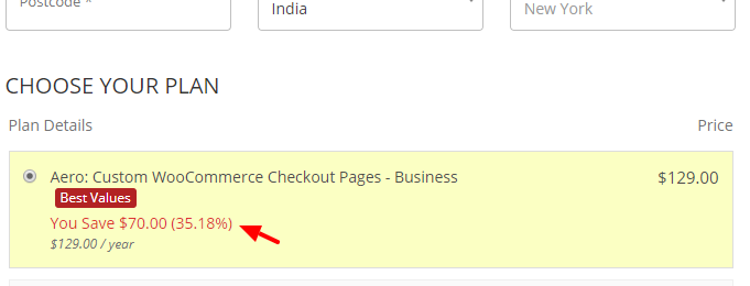 woocommerce checkout template savings