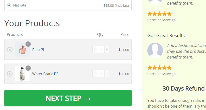 Product Deletion on the Checkout Page