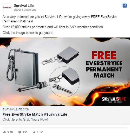 free plus shipping facebook ad