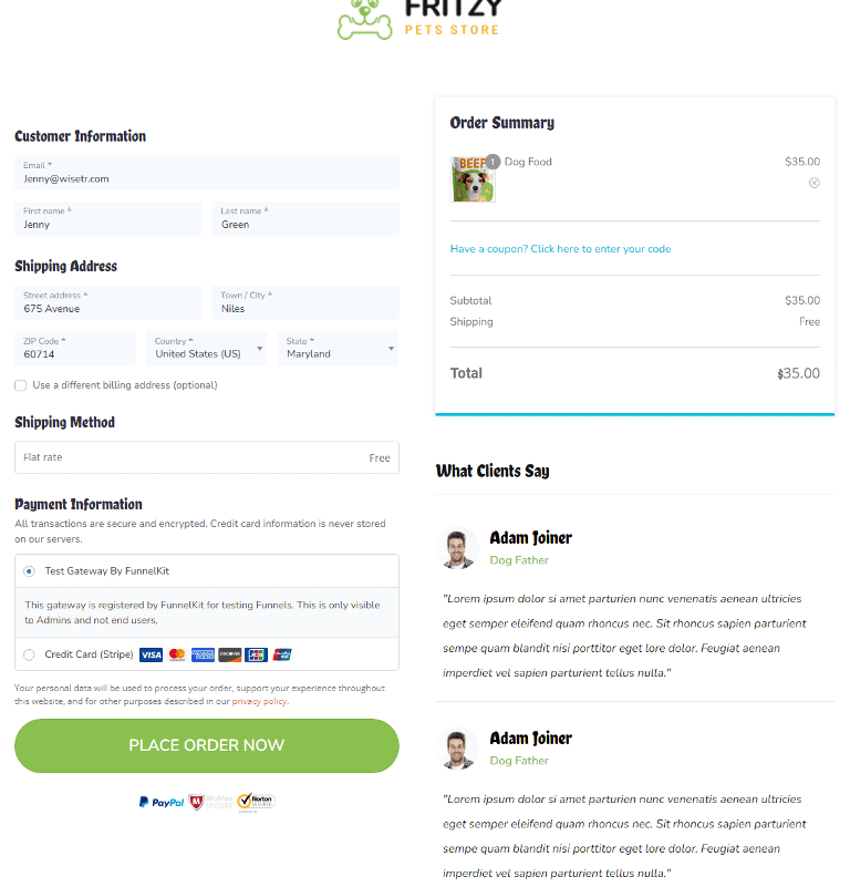 A/B testing strategies checkout page using Funnelkit