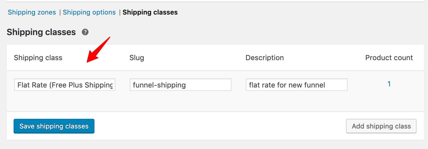 Create a New Shipping Class and Enter the Slug with Description