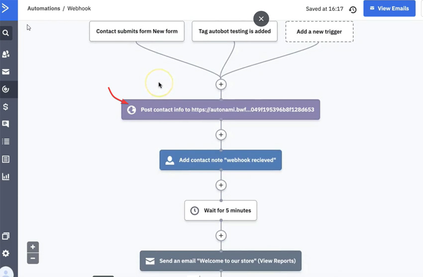 Automations/Webhooks in ActiveCampaign