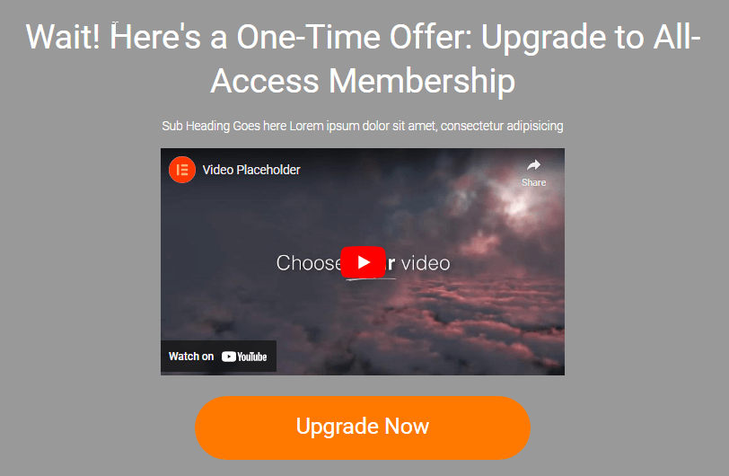 one click upsell with video