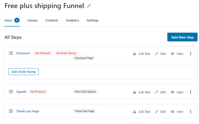 free plus shipping funnel with steps