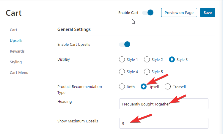 upsell settings woocommerce upsell plugin