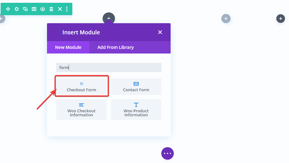 add divi modules to checkout page
