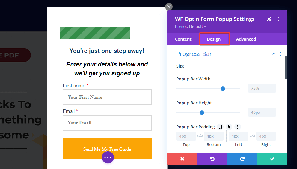 pop up progress bar