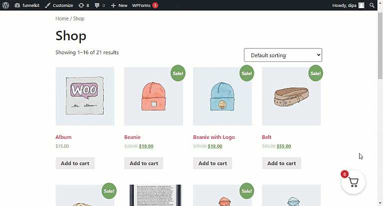 WooCommerce mini cart preview view the mini cart by hovering or clicking on it

