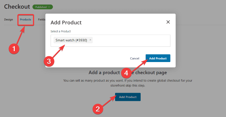 add checkout page product