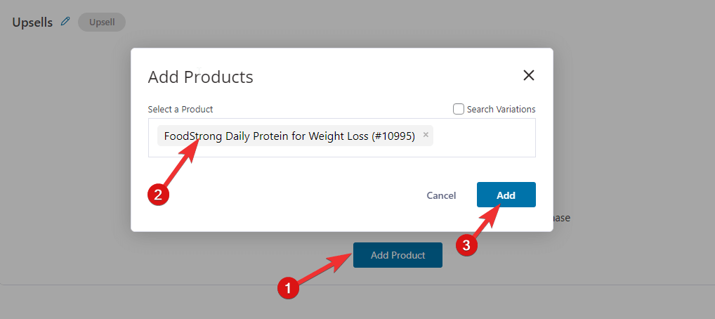 add WooCommerce product to upsell