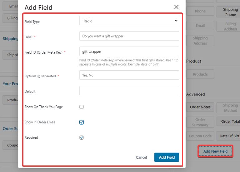 custom field