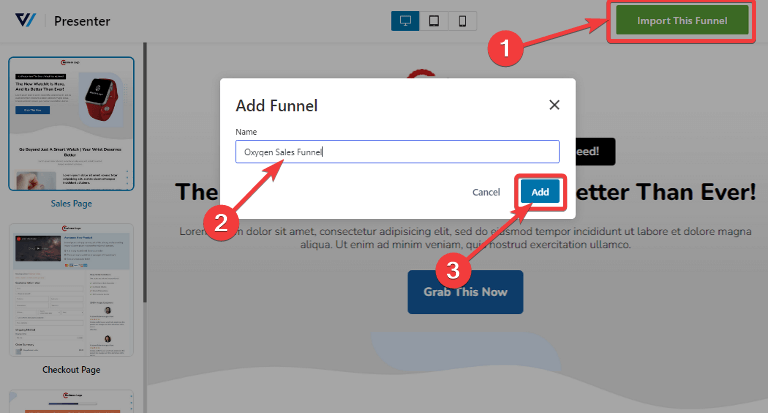 import presenter funnel