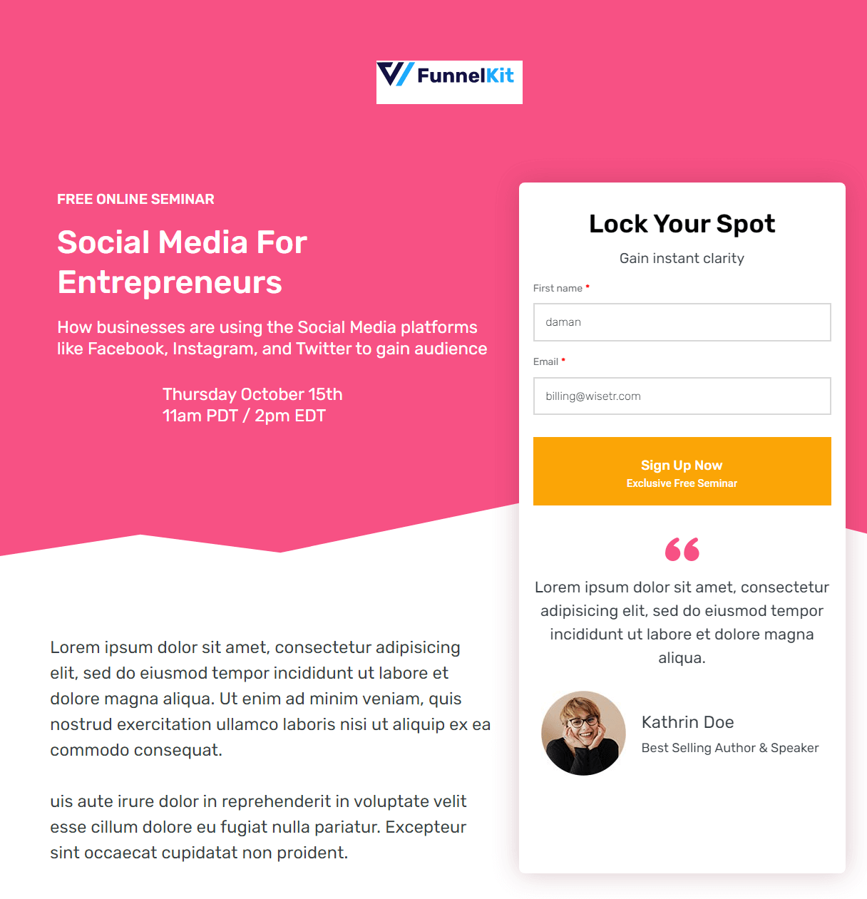 wordpress opt in lead generation page preview