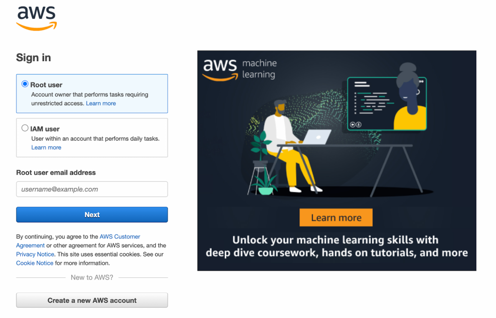 Login to Amazon SNS console