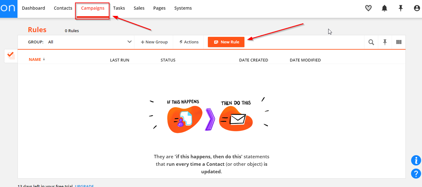 set up a rule in ontraport