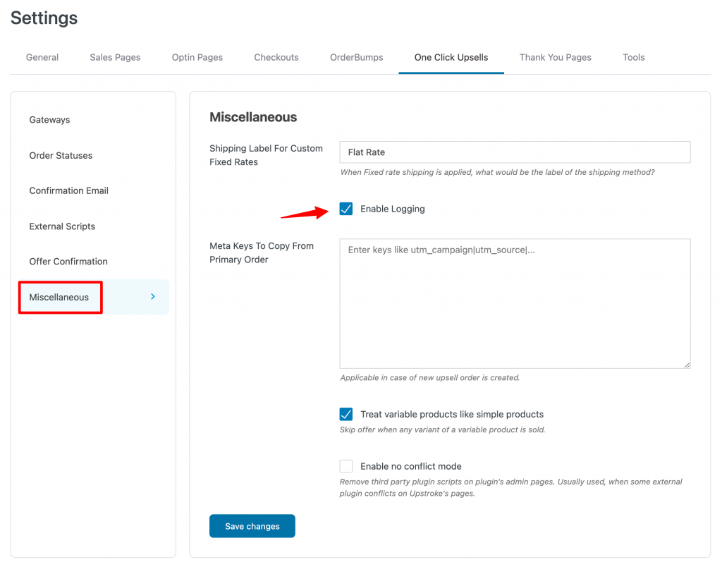 Enable Logging under Settings