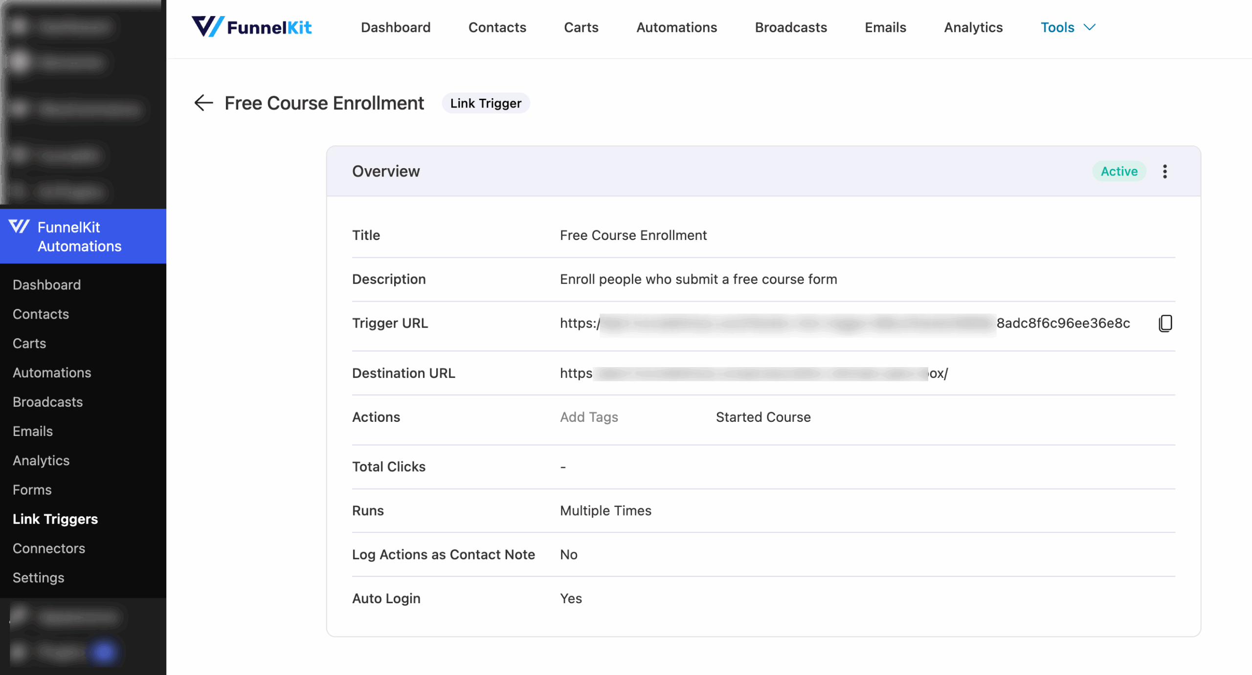 Link Trigger Overview for WordPress auto login