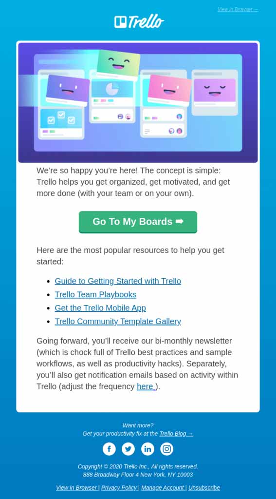 Trello welcome email