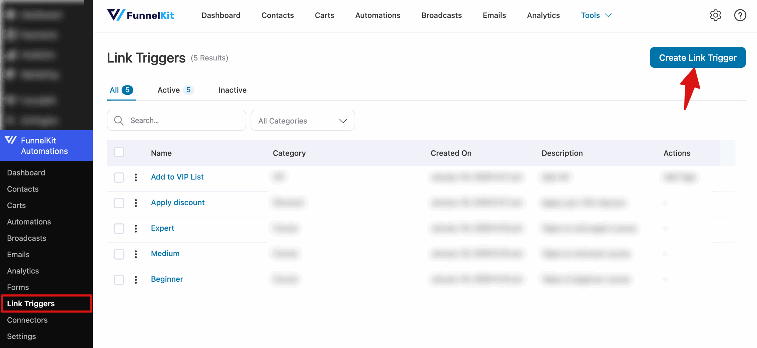 hit create link trigger
