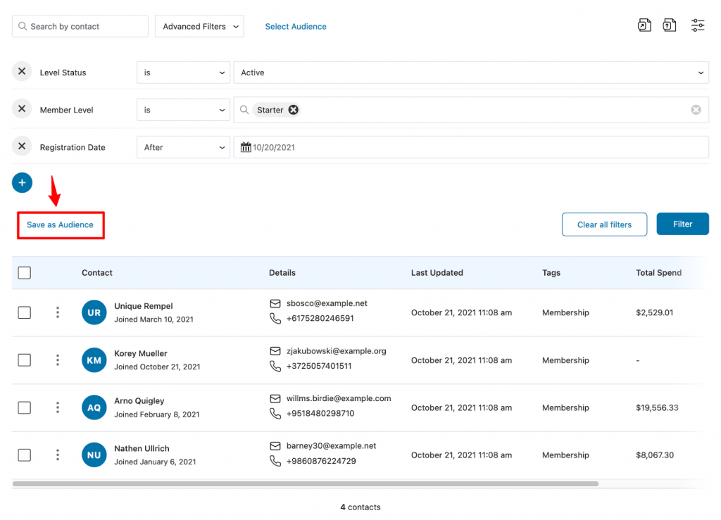 Further apply multiple filters and save them as your audience