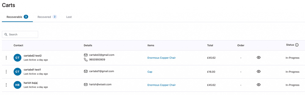 Recoverable carts