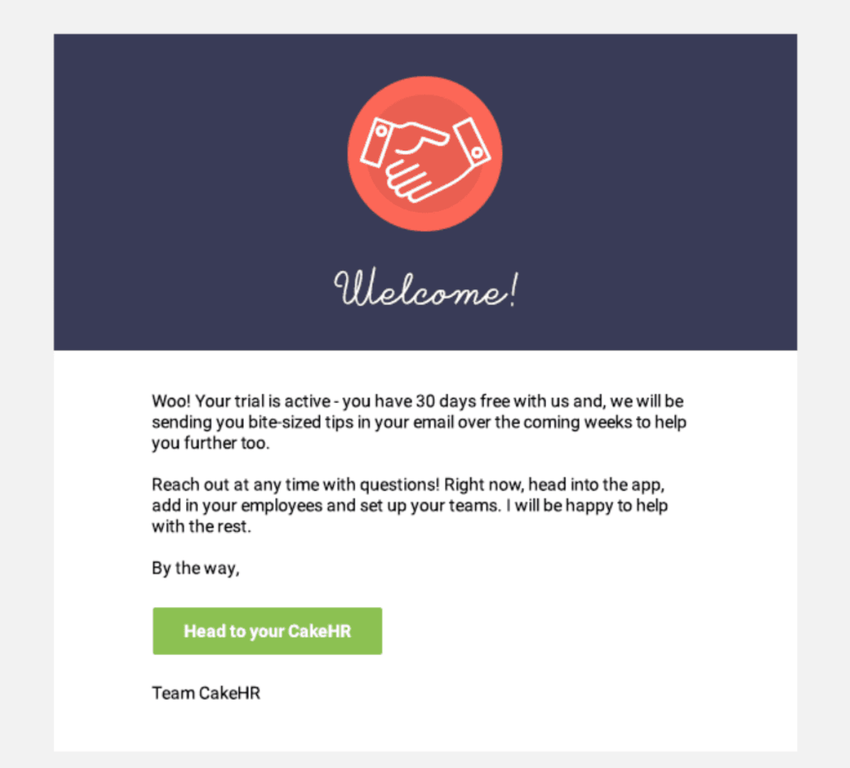 welcome email with auto login