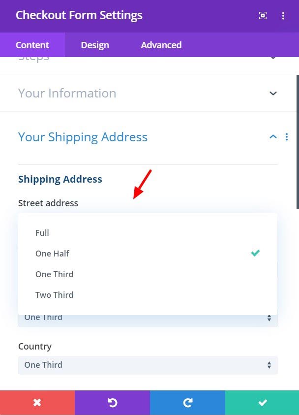 Customize the width of Checkout form fields