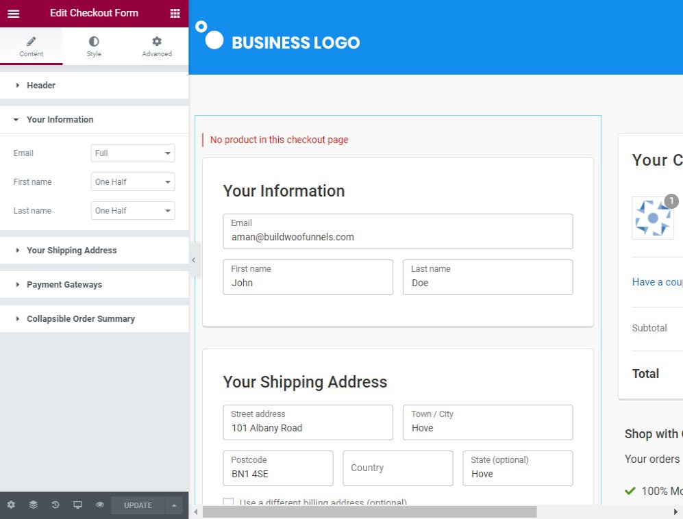 Customize the look and feel of your store checkout page
