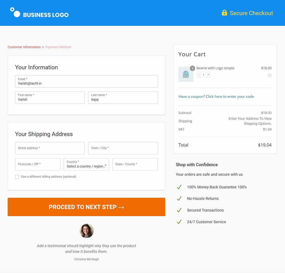 The Minimalist Checkout Template Built-in Divi for WooCommerce