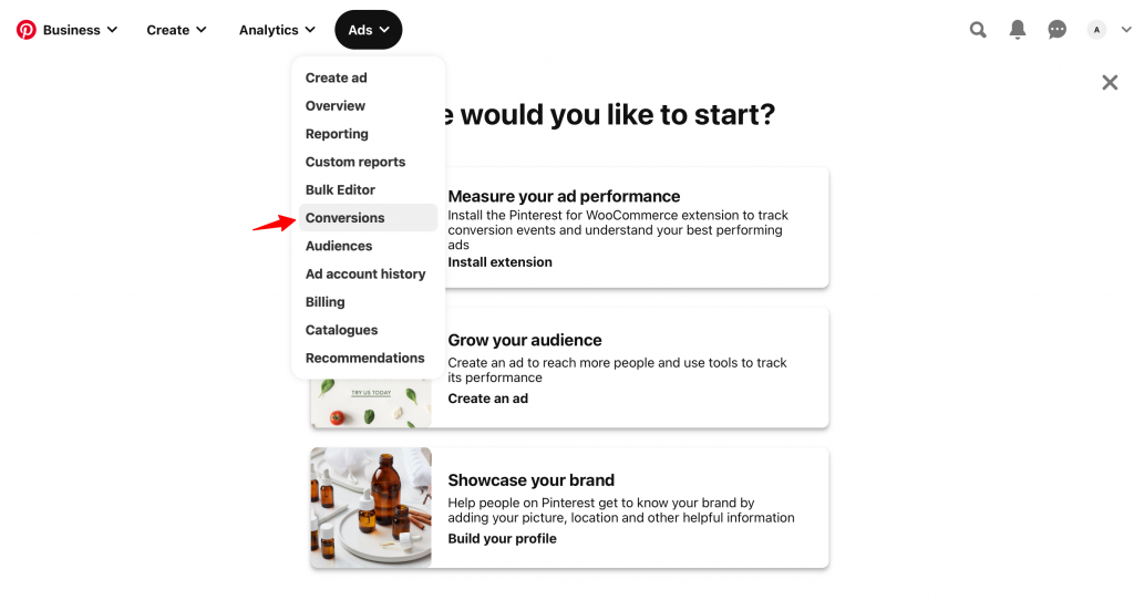 Go to Ads ⇨ Conversions