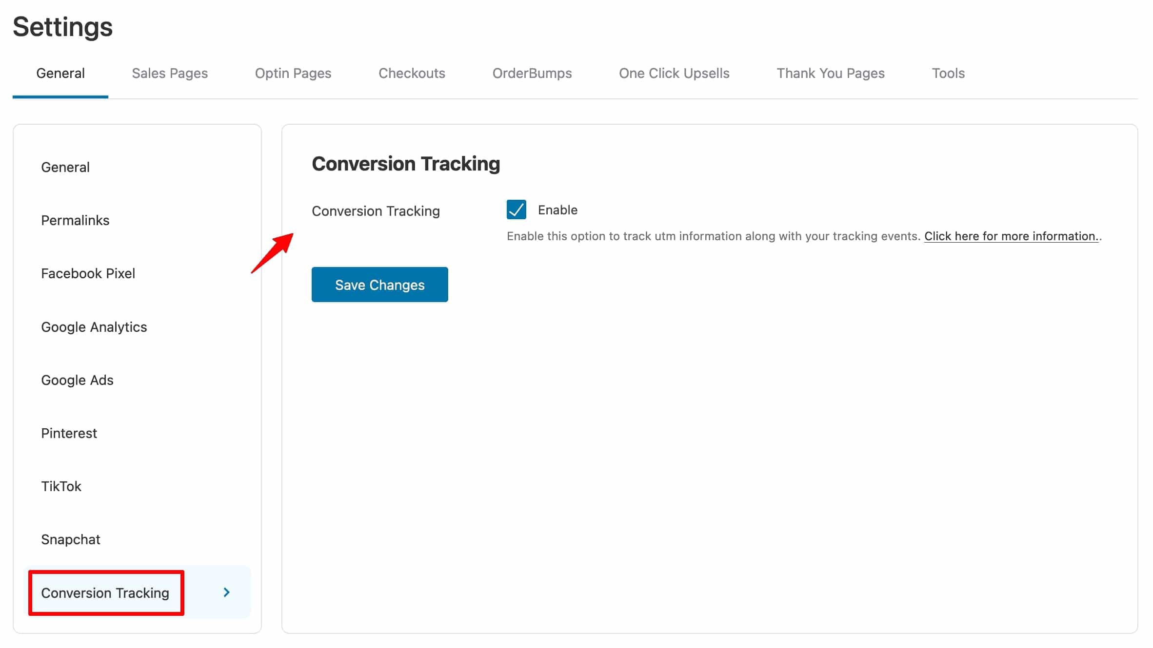 Enable Conversion Tracking