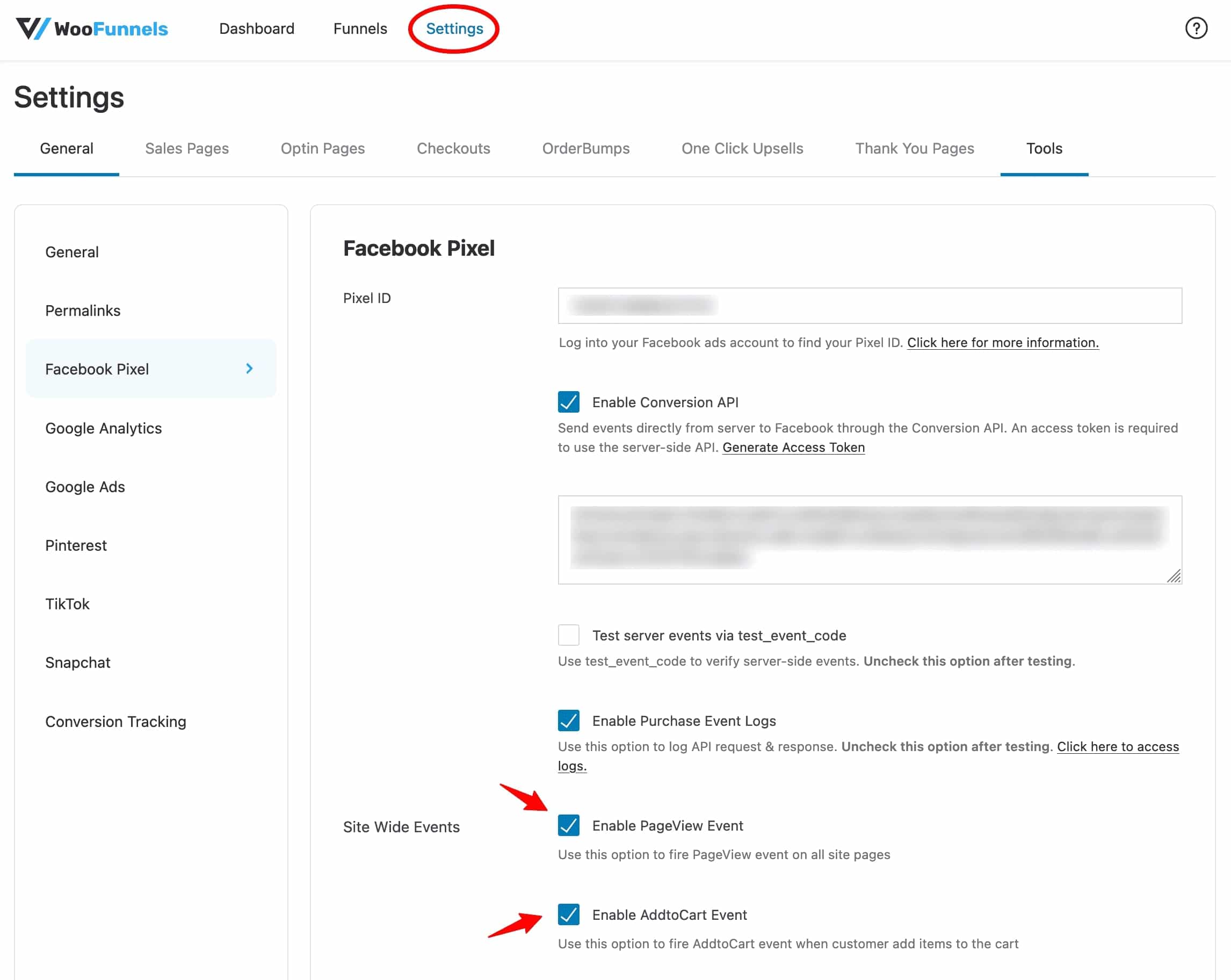 Enable Site Wide events in the Funnel Builder 2.0