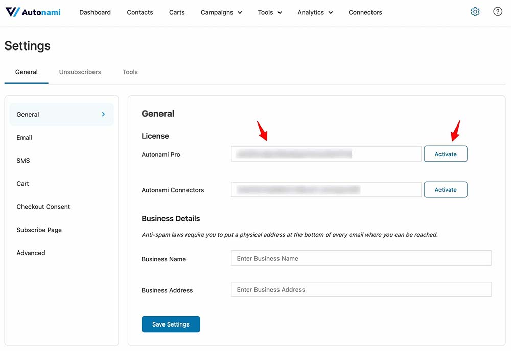 Paste the activation code and activate FunnelKit Automations