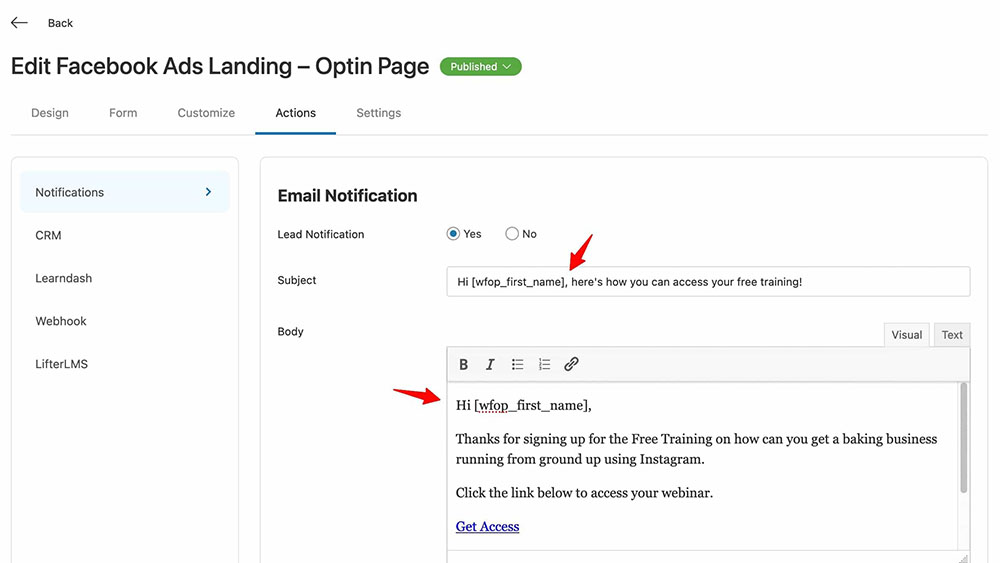 Create a welcome email to send it to your leads