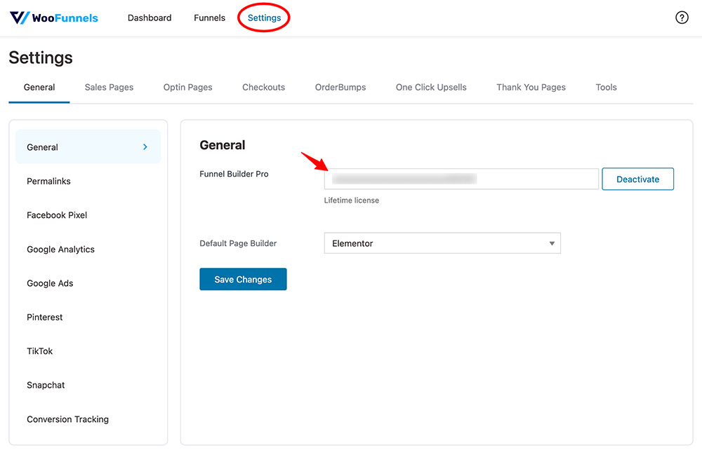 Activate the funnel builder plugin on your WordPress website