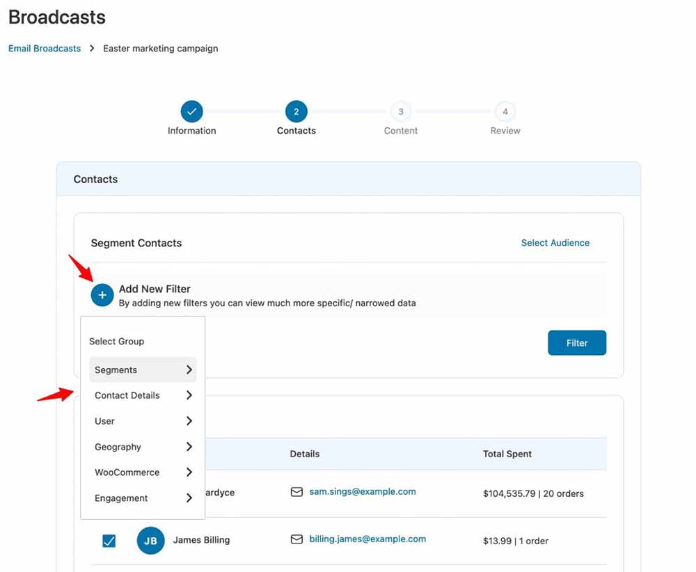 Segment your audience for sending Easter broadcast campaign