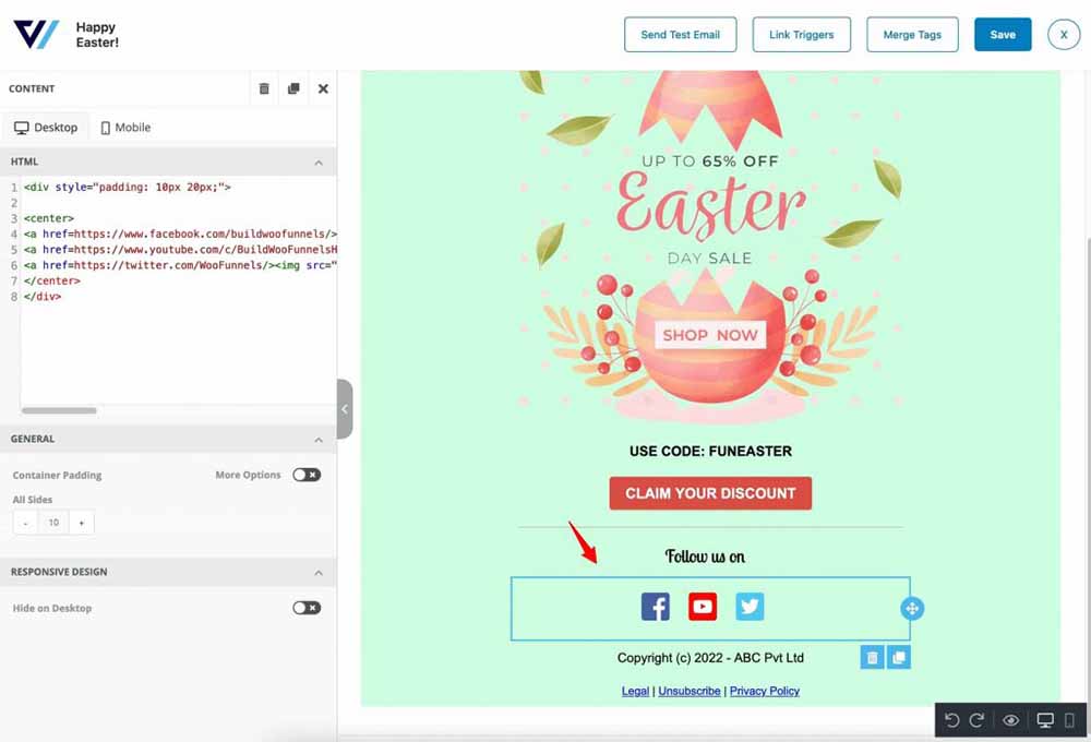 Easter marketing ideas - Customize your email footer of your easter marketing campaign