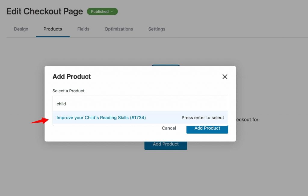 Add the online course to your product-specific checkout page