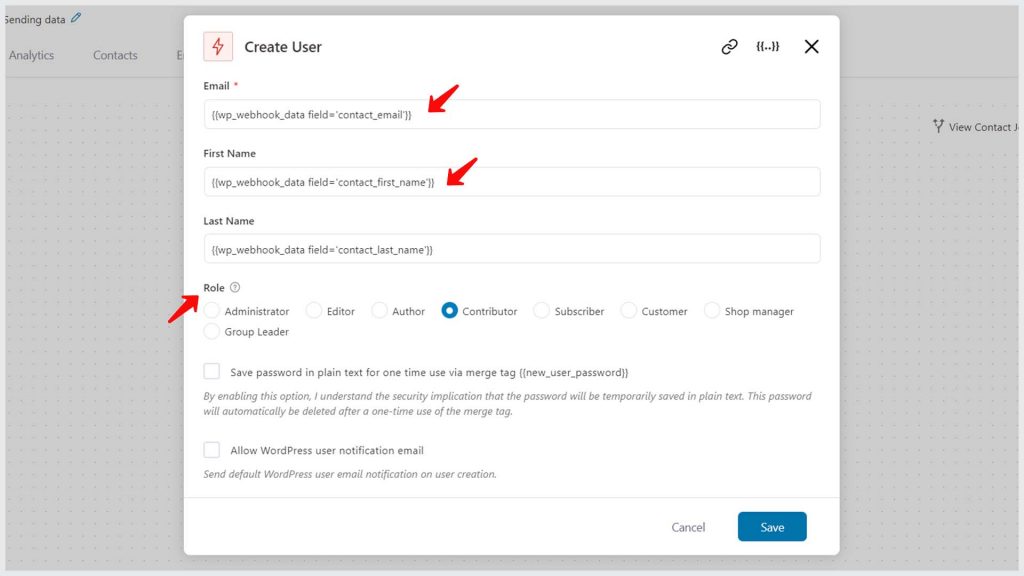 Paste the merge tags