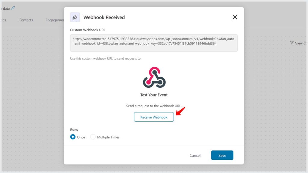 Click on Receive Webhook