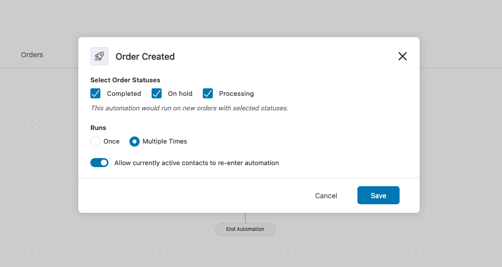 Configure the order created event