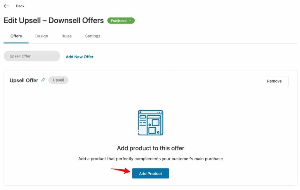 Add product as an upsell offer